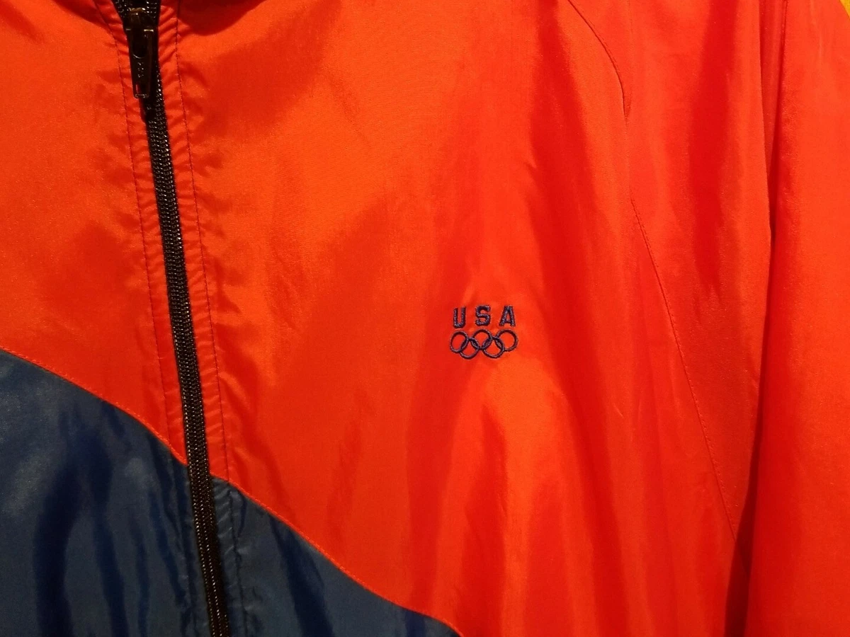 🔥Vintage 90s Olympics Team USA JCPenney Windbreaker Jacket Red Black Blue Zip🔥