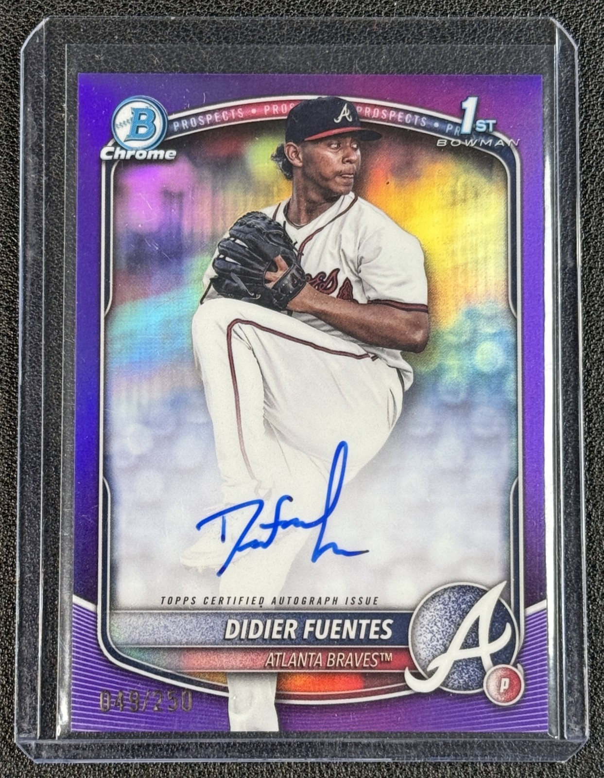 DIDIER FUENTES 2025 BOWMAN CHROME AUTO PURPLE REFRACTOR 1ST PROSPECT 49/250