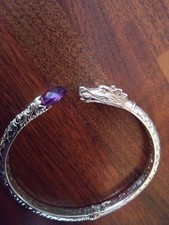 Sterling Silver Royal Bali Amethyst Bangle