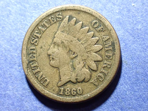 1860 Rounded Bust  Copper Nickel Indian Cent  VG