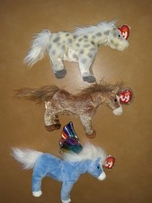 Lot Of 3 Beanie Babies Horses Pegasus Winged Filly  Lightning MWMT