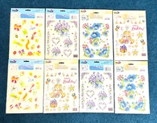 Tulip Rub On Transfers Lot of 8 NEW PACKS Bugs Violets Folk Art Happy Birthday