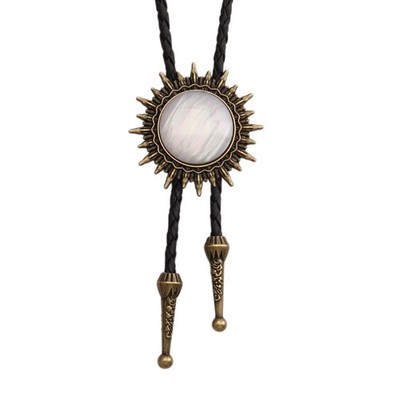 COOLLA Bolo Tie Rodeo Cowboy Leather Necktie Western Necklace sunflower-white