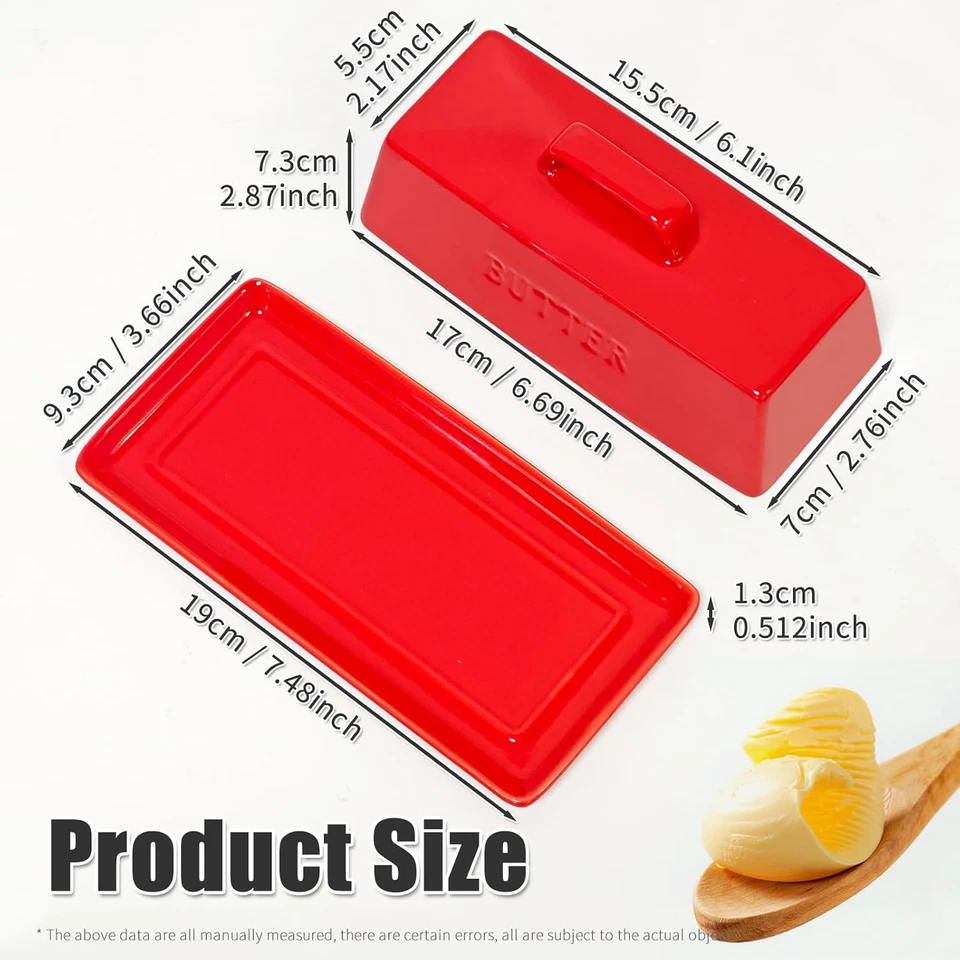 Plato de mantequilla con tapa para encimera, plato de mantequilla de cerámica cubierto, bandeja de mantequilla St Foto 3 de 4