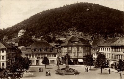 Postcard Suhl in Thuringia, marketplace with Domberg, fountain - 5093795