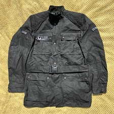 VTG Belstaff X Drizabone Trail master Jacket Men?s Small Black Waxed Cotton