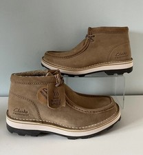 Clarks CORSTON WALLY Dark Sand Waterproof & Warmlined Suede Boots UK 7.5 NEW