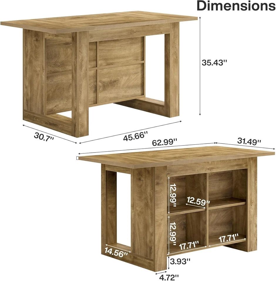 Isla de cocina para el hogar con almacenamiento, mesa de bar de centro de 63"" de altura de mostrador de granja Foto 2 de 4