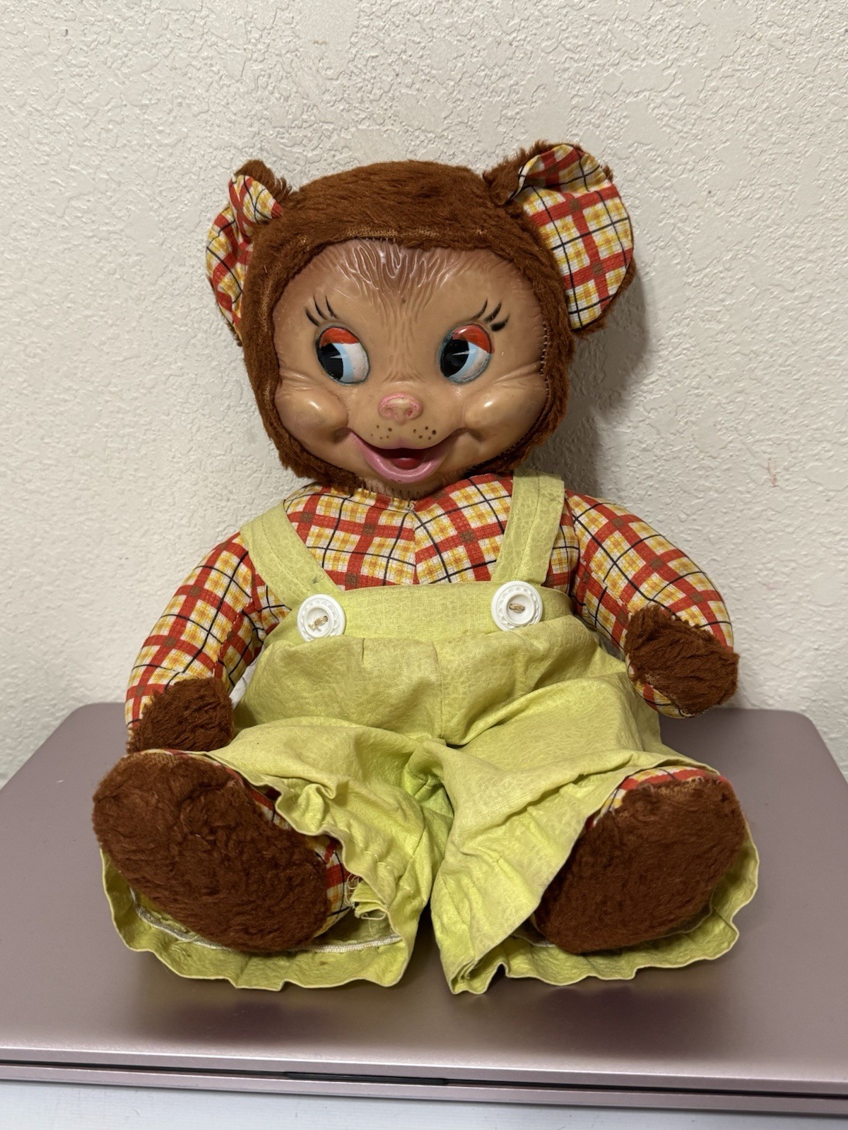 Vintage 1950s Gund Rubber-Face Doll J. Swedlin Tag Plaid Shi