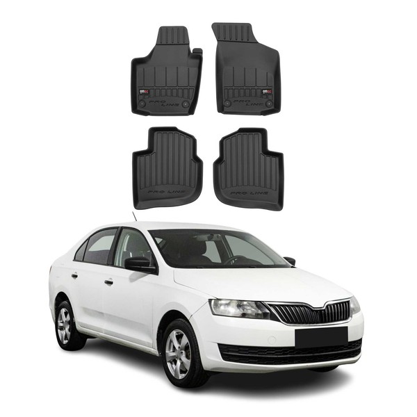 Omac Gummi FußMatten FüR Skoda Rapid 2012-2019 Premium TPE Automatten Schwarz 4X-image