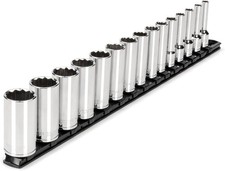 TEKTON 3/8 Inch Drive Deep 12-Point Socket Set 15-Piece 1/4-1 in.  SHD91115