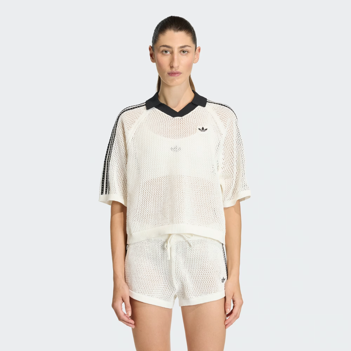 adidas Women's Originals Knitted Crochet Polo Top KC6490 | eBay