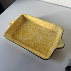 Vintage Stangl Town & Country Yellow Spongeware Handled Tray Dish