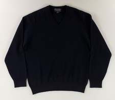 Brooks Brothers Sweater 3 Ply Scottish Cashmere Made England Navy Blue Mens L