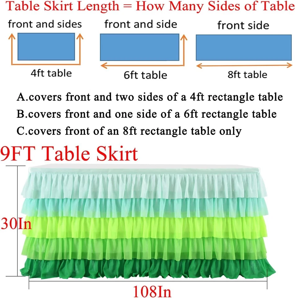 9英尺可重复使用荷叶边桌裙适用于圣帕特里克节和卢奥庆祝活动 — 第 4/4 张图片