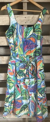 NWT Nic+Zoe Size XL Smocked Midi Dress Sleeveless Multicolor Pockets Lined