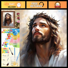 Jesus Portrait Paint by Numbers Kit - 16x20 Canvas Art for Beginners, DIY Home D