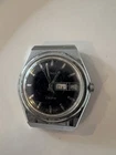 Vintage 70s Timex Electric Silver Crome Tone Blue Dial Men's Watch. Working