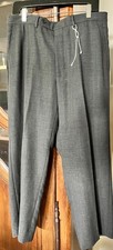 Giorgio Armani Italy 52 dark grey black pants wool flat front 34/27 2  in hem