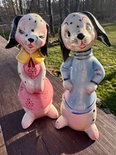 Vintage Anthropomorphic Salt Pepper Shakers Set Dalmation Dog Japan 1950s