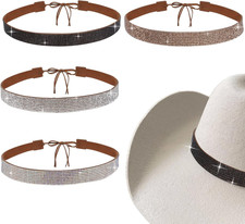 4 Pcs Cowboy Rhinestones 19.4In Hats Bands, Fits Cowboy Panama Hats 19.7 to 23.7