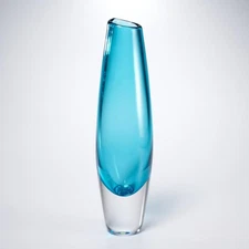 Sven Palmquist Orrefors Sommerso Glass Vase Aqua Clear 11.5"h Signed PU 3591/15