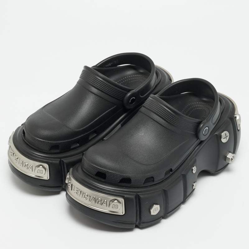 Balenciaga x Crocs Size 44 Black Rubber Hardcrocs Mules | eBay