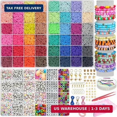 YMSDZHL 17000+PCS Clay Beads Bracelet Making Kit,48 Color DIY Flat Preppy Beads 