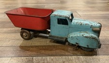 1930s Wyandotte Pressed Steel Dump Truck- Windup all original Wood Wheels