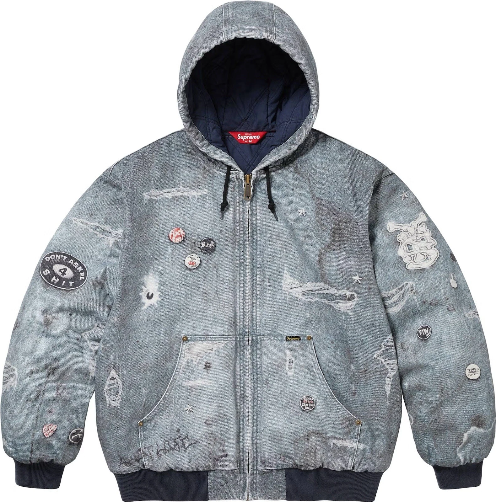 Veste de travail à capuche Supreme HJR Trompe L'oeil « Bleu » FW24 neuve taille Medium