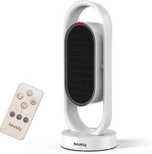 Electric Heater 1800W with Remote, PTC Ceramic Fan Heater, LED-White-Houszy