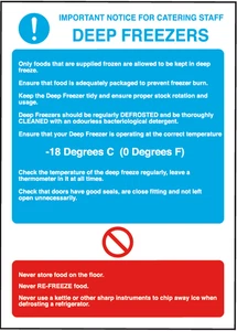 Food Safety Hygiene Sign Deep Freezers Self Adhesive Vinyl Sticker