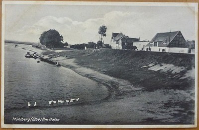 AK Mühlberg Elbe am Hafen 1939 Feldpost Riesa Herzberg Esterwerda Dahlen