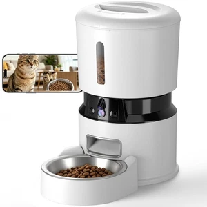 Automatic Cat Feeder with 2K Dual Cameras, 5G WiFi Smart Cat Food Dispenser w...