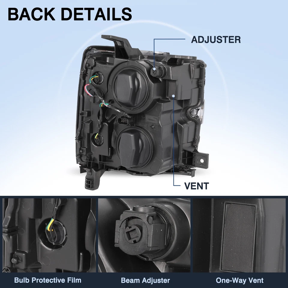 Комплект хромированных фар головного света для Chevy Silverado 2500 3500HD 2015-2019 годов выпуска левая и правая - Изображение 3 из 4