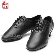 Ballroom Latin Dance Shoes Men Boys Tango Salsa Shoes Sole Indoor Black PU Suede