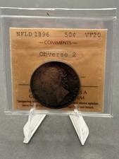1896 Newfoundland 50 cent Obverse 2 ICCS Graded VF20