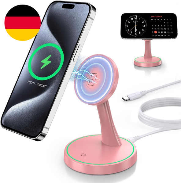 Induktive Ladestation Kompatibel Mit Magsafe LadegeräT,Oandys 2 In 1 15W Schnell-image