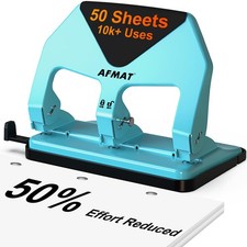 3 Hole Punch Heavy Duty, 50-Sheet Three Hole Punch, 50 Reduced Effort, 10,00...