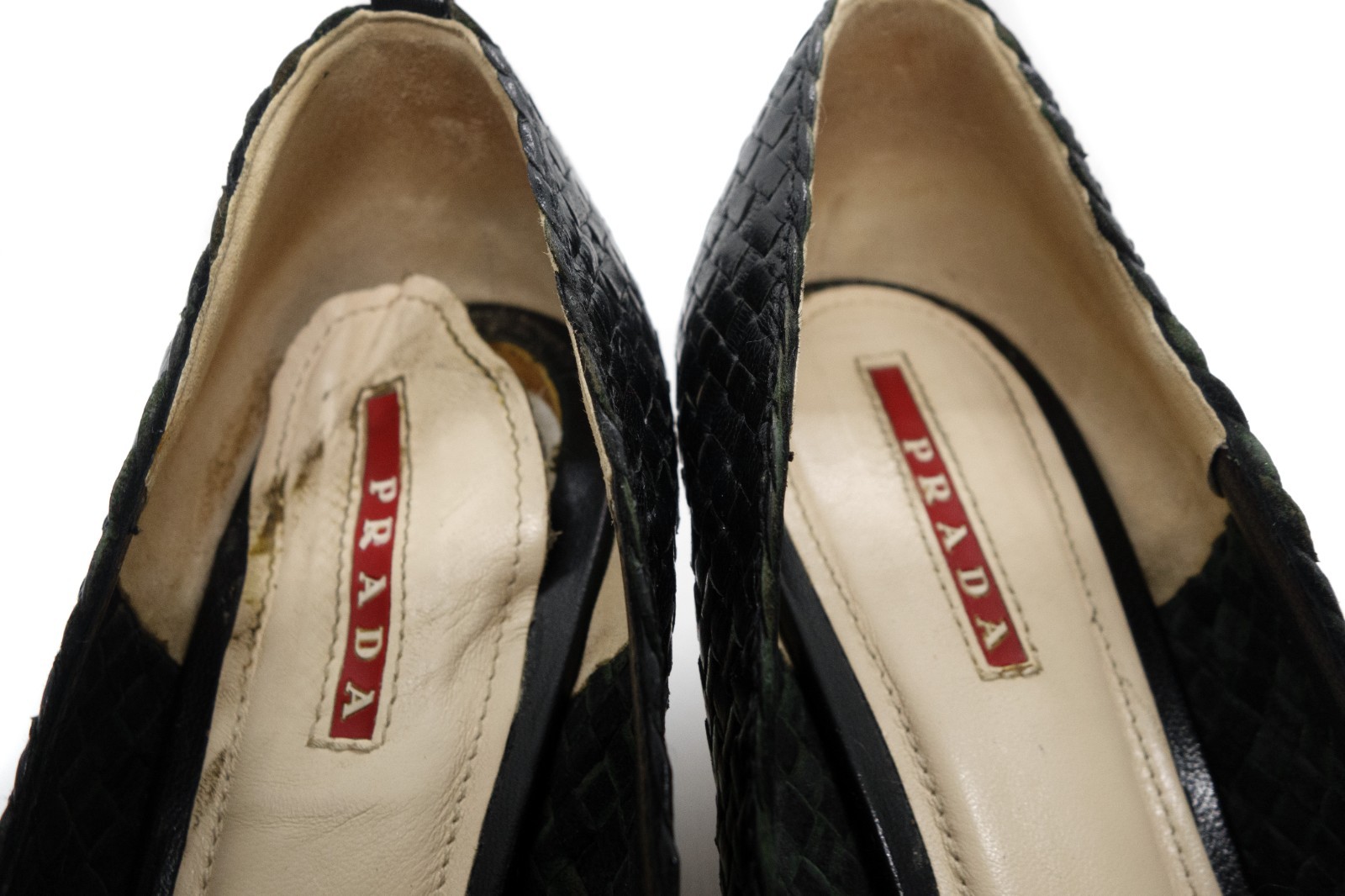 Prada Woven Leather Bow Espadrille Wedge Pumps Vintage Y2K image 7