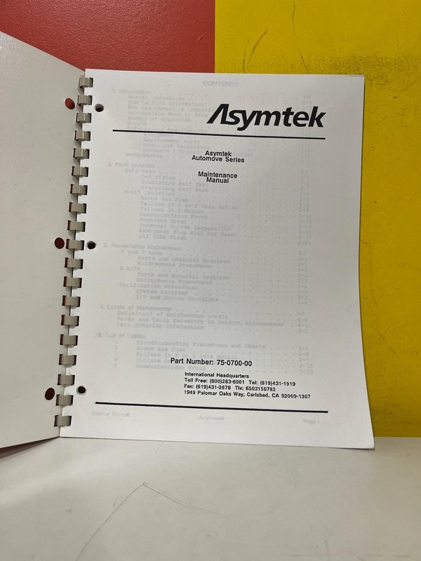 Asymtek 75-0700-00 0700 Automove Series Service Manual