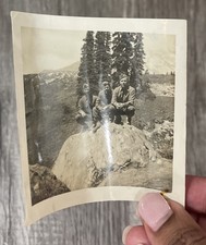 Vintage Photo of Group Of WWII Soldiers On A Rock