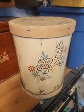 Vintage flowered cardboard hat box Pantry Storage box Rare Farmhouse Chic