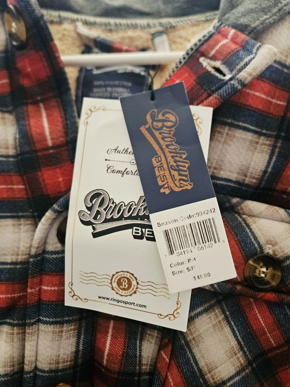 Brooklyns Best Mens Sherpa Lined Hooded Plaid Shacket Small NWT Jacket - product detail image 2