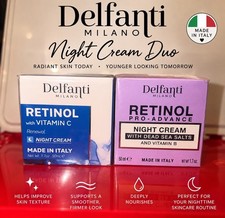 Delfanti Milano Retinol Night Cream Set Vitamin C Dead Sea Salts 1.7 oz Each