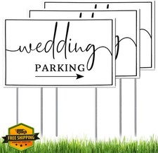 SCNWQ Wedding Directional Signs 3-Pack Parking Way 16x12"