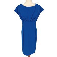 Calvin Klein Womens Cap Sleeve Pleated Sheath Dress Size 6 Blue Career Spring