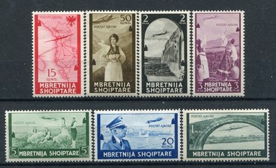 ALBANIA OCC. ITALIAN 1940 ORDINARY AIRMAIL COMPLETE SERIES MNH** CAT. S7