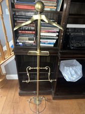 Vintage Gentlemens Valet Brass Butler Stand Mid Century 58" Tall Heavy