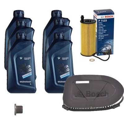 BOSCH Inspektionspaket 6 L BMW Öl 5W-30 Twin Power Turbo für X3 F25 X5 F15 F85